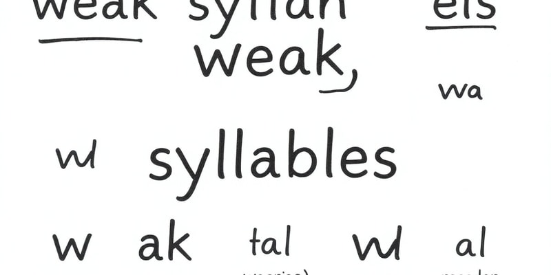 Weak Syllables and Vowel Sounds Quiz