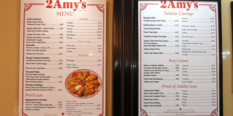 Menu Prezzi 2Amys