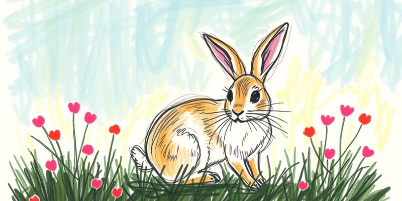 Colorful Child's Drawing of a Rabbit