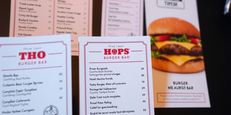 Hops Burger Bar Menu Flashcards