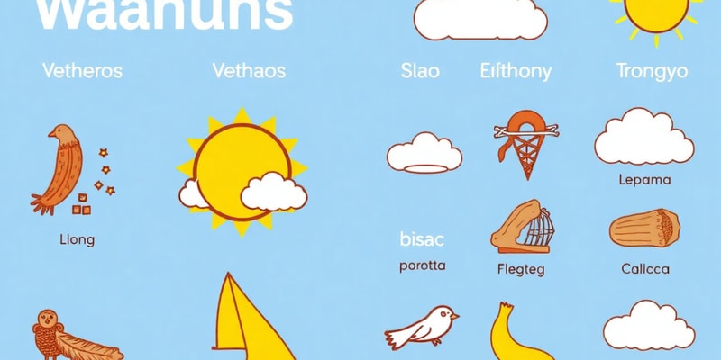 Vocabulario en Español: Climas, Objetos y Verbos