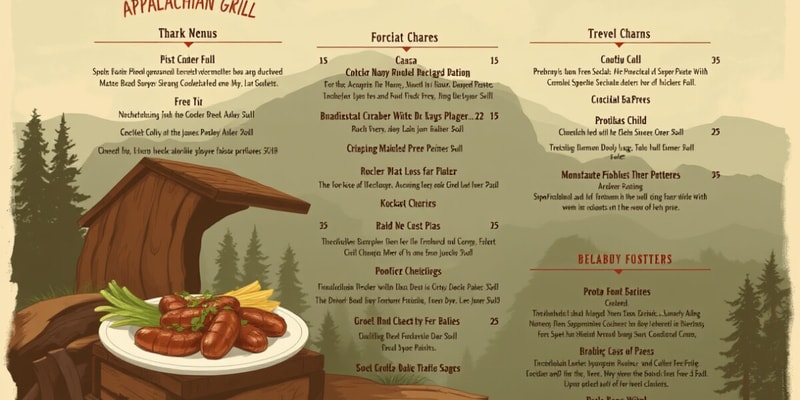 Appalachian Grill Menu Flashcards