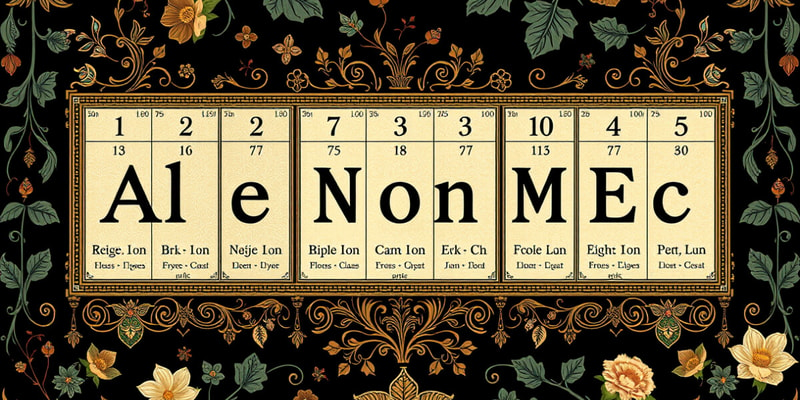 Classification of Elements Quiz