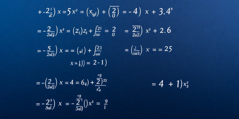 Advanced Algebra: Quadratic Equations Quiz