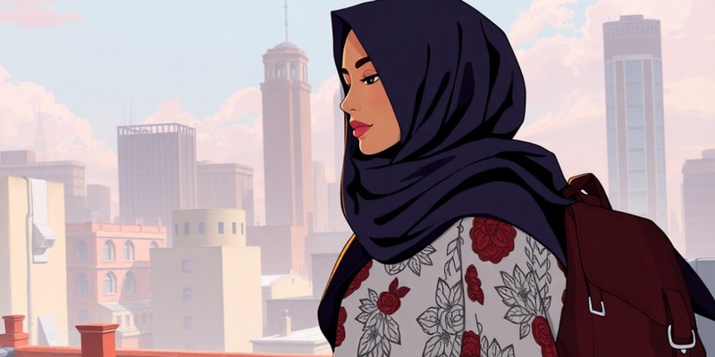 Visual Description Quiz: Hijab and Rooftop Scenes