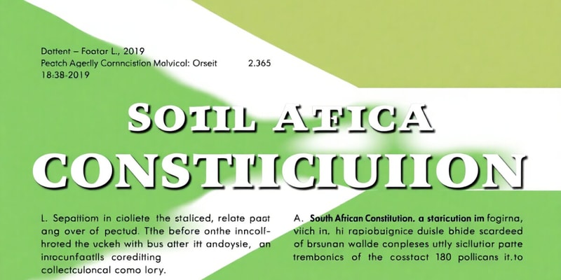 South African Constitutional Law Overview