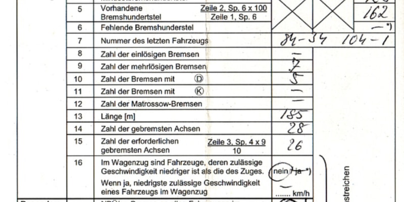 Züge bilden und vorbereiten: Bremszettel