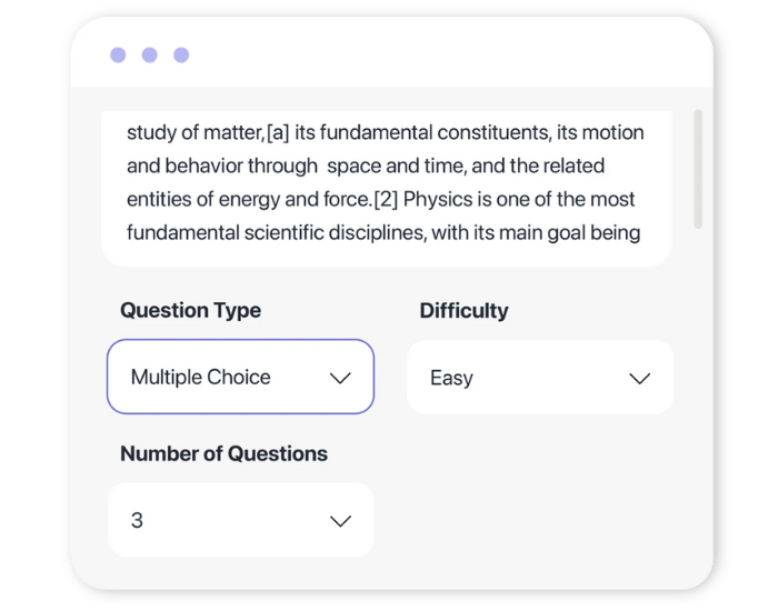 Step 2: Customize Your Question Type & Exam Settings