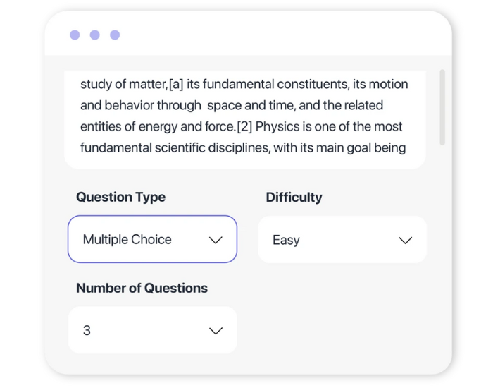 Step 2: Customize Your Question Type & Exam Settings