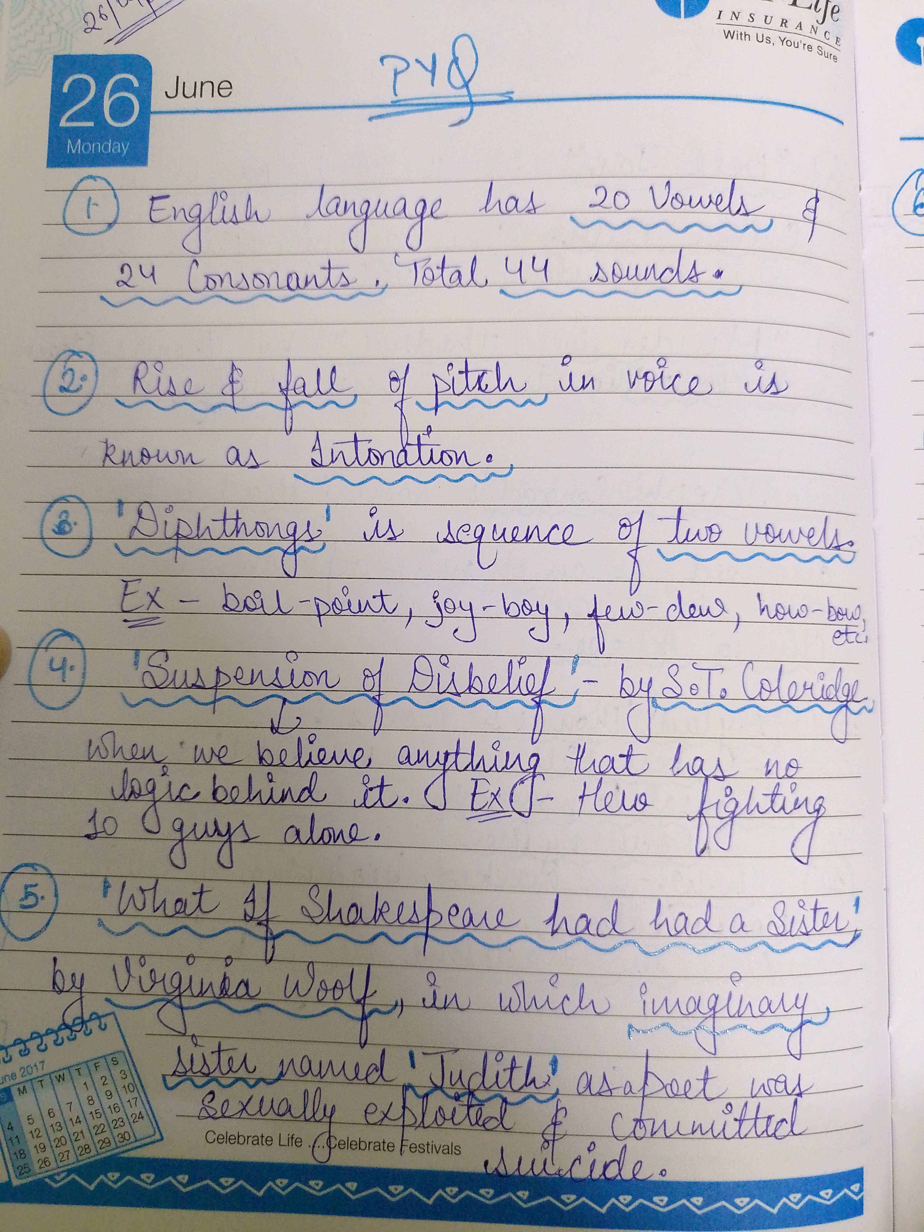 1. English language has 20 vowels and 24 consonants, total 44 sounds. 2